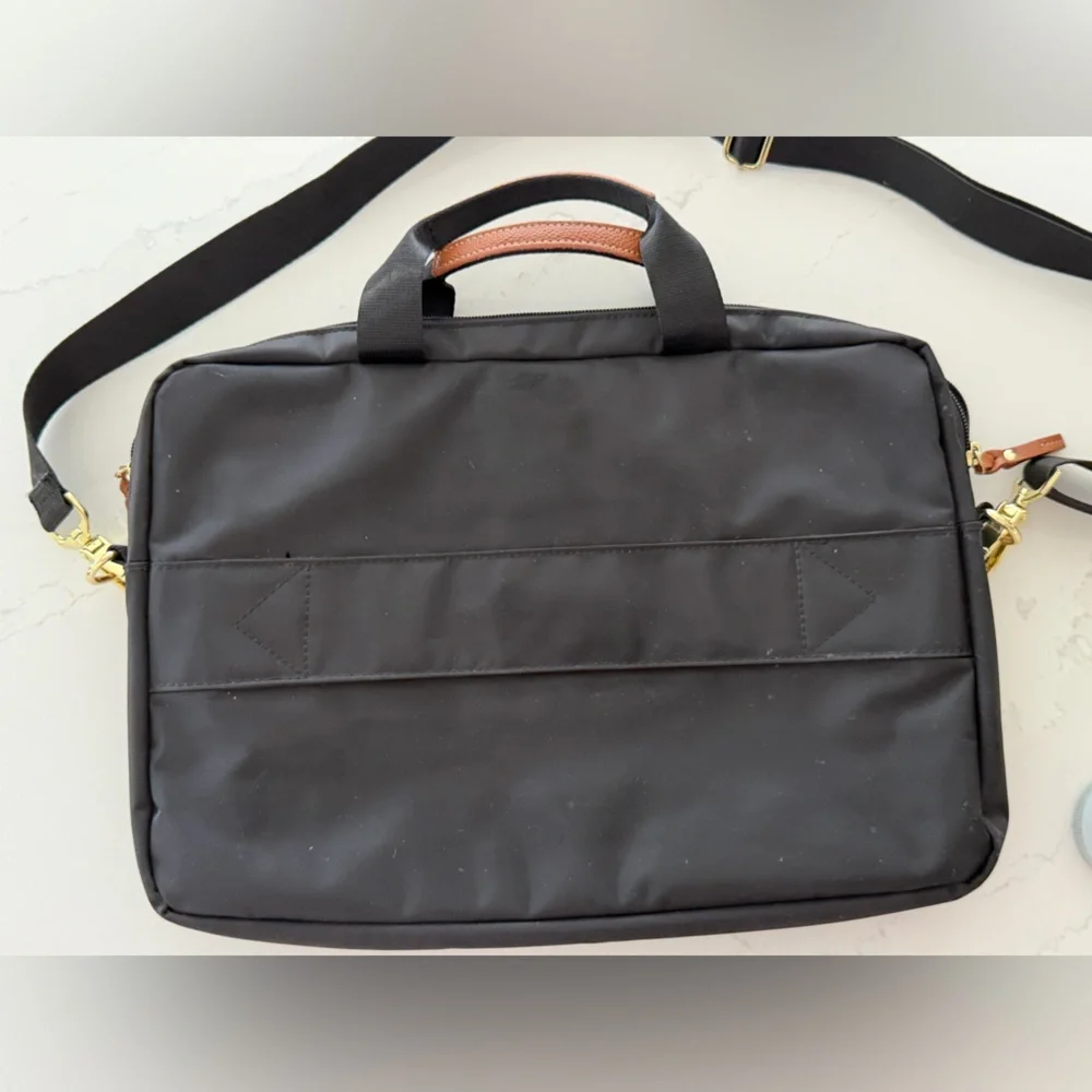 Bric’s Black Nylon Leather Laptop Bag Travel Briefcase Carry On Crossbody
